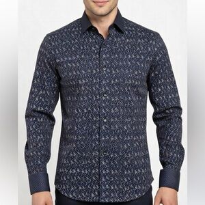 Vintage Rare Men's Navy Stargazer’s 100% Cotton Dress Shirt, Size M